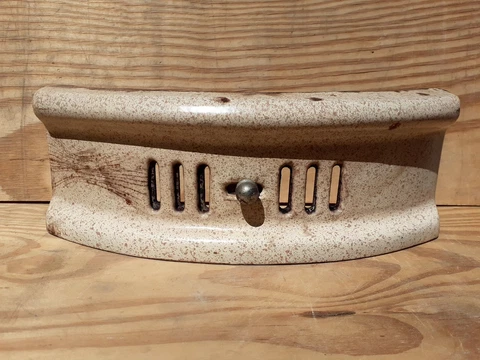 Vintage Enamel Fire Ash Pan Cover Dampener Rare 1930,s Beige fire place grate Cover