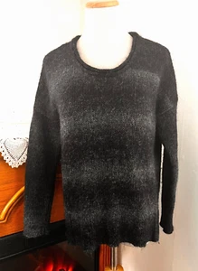 James Perse Sweater Women's Gray Striped Alpaca Wool Blend Relaxed ~ Large - Picture 1 of 9