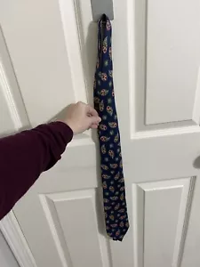 Oscar De La Renta Necktie 100% Silk Navy Paisley Mens Tie Couture Collection - Picture 1 of 8