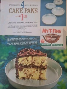 1963 My-T-Fine Instant pudding pie  filling mirro Aluminum cake pans vintage Ad - Picture 1 of 1