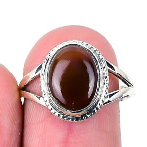 Fire Agate Gemstone Handmade 925 Solid Sterling Silver Jewelry Ring Size 7.5