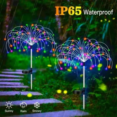 Christmas Solar Lights Outdoor Garden Firework Waterproof Path Lawn Lamp 150 LED - Image 1 of 4