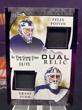 2022-23 Leaf In The Game Used Hockey DUAL RELIC #'d /45 Felix Potvin/ Grant Fuhr