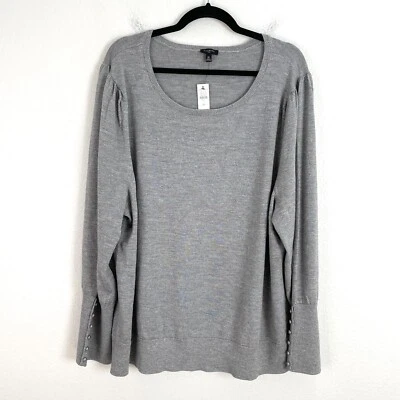 NOVO Suéter de Malha Talbots Feminino Plus 3X Cinza Metálico Mescla de Lã Merino - Imagem 1 de 4