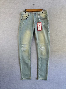 Jeans Ring of Fire dritto strappato blu Stampede 30x30 nuovo con etichetta - Foto 1 di 13
