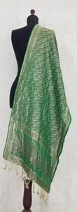 Vintage Traditional Indian Paisley Silk Brocade Shawl 177x54cms - Picture 1 of 12