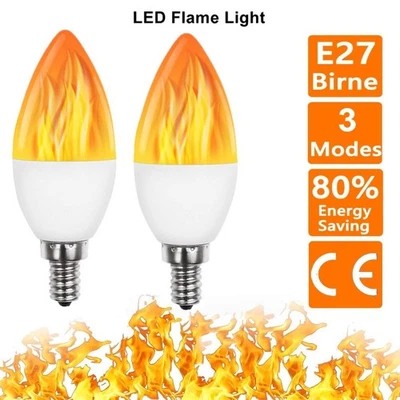1/2x E27 LED Flamme Glühbirne Lampe Licht Flackerlicht Flammeneffekt Feuer Birne - Bild 1 von 4