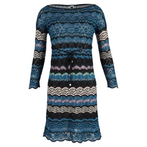 M Missoni Knee-Length Knit Dress In Blue Cotton Women Multicolor S - Picture 1 of 3