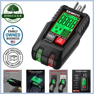 GFCI Tester di Presa con Display LCD, Rilevatore di Cablaggio Presa a 3 Poli, Tensione - Foto 1 di 11