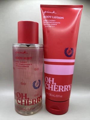 Victoria’s Secret PINK OH,CHERRY 8oz Body Mist & Body Lotion Set Of 2 NEW - Image 1 of 4