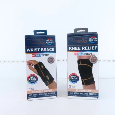 COPPER FIT RAPID RELIEF 手腕带 + 膝盖热/冷凝胶热黑色 — 第 1/4 张图片
