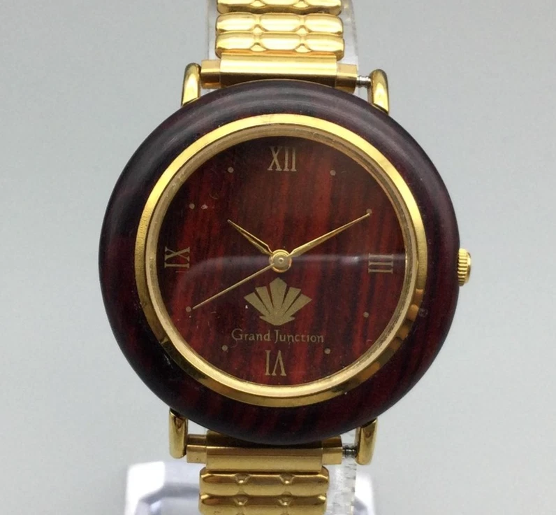 Reloj Grand Junction Vintage Mujer 32mm Esfera Madera Banda Elástica Batería Nueva Foto 1 de 4