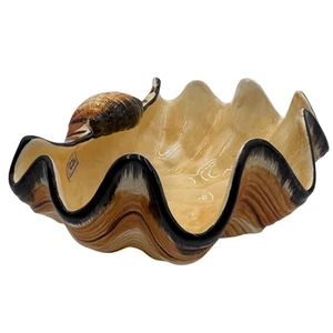 Vintage Fitz and Floyd Clam Shell Dish Coastal Style Earth Tones Seashell Japan - Picture 1 of 13