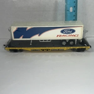 Ho Scale Flatbed W/ford Racing Trailer  MTTX Trailer Train - Picture 1 of 7