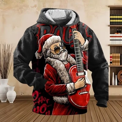 BRANDED Men’s 3D Santa Claus Christmas Hoodie Holiday Streetwear Kangaroo Pocket