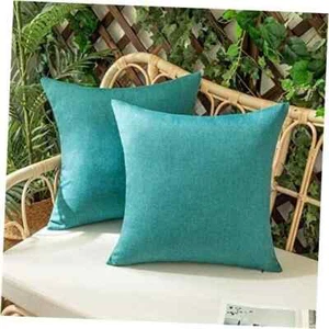 Set of 2 Outdoor Waterproof Throw Pillow 16" x 16" (Pack of 2) Turquoise - Picture 1 of 6