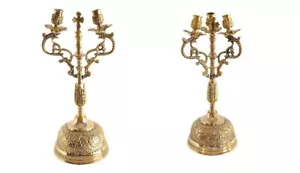 Dikerotrikero Set Doppel & Dreifach Kerzenhalter Christlich Orthodox Bischof Kirche - Bild 1 von 3