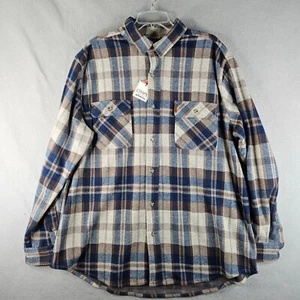 Chaps Knit Shirt Jacket Mens Extra Large Tall Blue Plaid Soft Stretch Knit - Picture 1 of 15