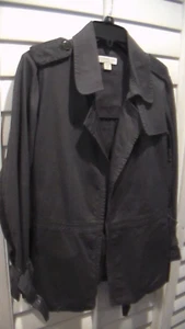 COLDWATER CREEK Trench-style Belted GRAY Cotton Jacket with Buckles ~ Petite 6 - Picture 1 of 9