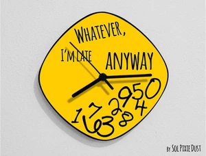 Whatever I'm Late Anyway / Oval Yellow - Wall Clock - Picture 1 of 4