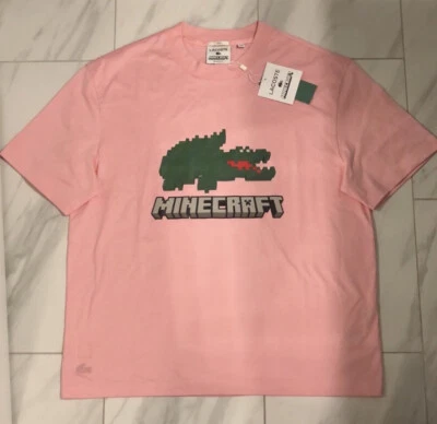 Camiseta Lacoste X Minecraft Para Hombre Calce Relajado Rosa Verde $95 XXL Nueva Foto 1 de 3