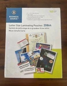 Business Source Laminating Pouches Letter 5Mil 9"x11-1/2" 100/BX Clear 20864 - Picture 1 of 4