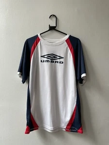 Vintage Umbro Football Shirt White Blue Red Classic Template Size Large Mens - Picture 1 of 9