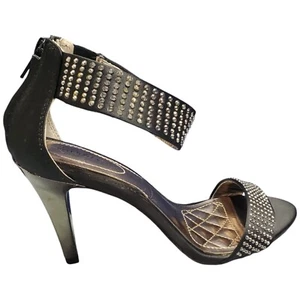 Alfani Amika Stiletto Heels Womens Size 6.5 Black Studded Ankle Straps Slip On - Picture 1 of 15