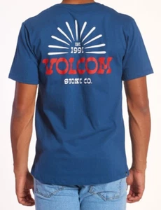 New Men's XL Volcom Frosty Nation SST Blue Short Sleeve Graphic T-Shirt - Picture 1 of 7