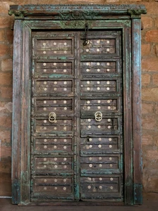 Elegant Royal Antique Indian Doors With Frame Traditional Distressed Doors 19c 