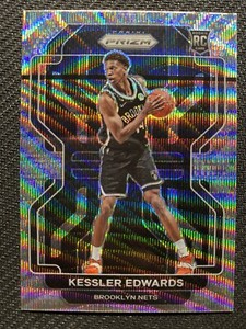 Kessler Edwards Rookie RC 2021-22 Prizm Silver Wave #284 Nets Print Line
