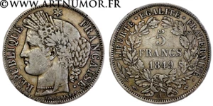 Deuxième République - 5 Francs Cérès, 1849 A Paris Main/Main - Picture 1 of 1