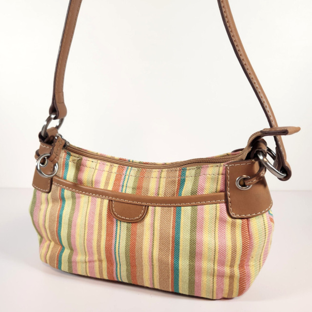 FOSSIL Front Flap Pocket Small Bag Crossbody Striped Fabric Tan Leather  Purse - Etsy Finland