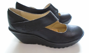 New! FLY London 'Yasi' 1682 Black Wedge Pump Shoes size 40 (9 / 9.5 US)