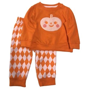 Infant Girls Baby Pumpkin Halloween Outfit Sweatshirt & Joggers Set - Picture 1 of 2