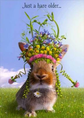 RSVP Rabbit Wearing Floral Headdress Funny Feminine Birthday Card for Her Woman