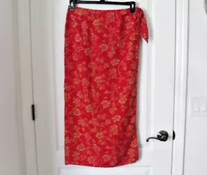Vintage 90er Lauren Ralph Lauren Seide Wickel Leinen Rock/Sarong Maxi rot Gr. 12 klassisch - Bild 1 von 11