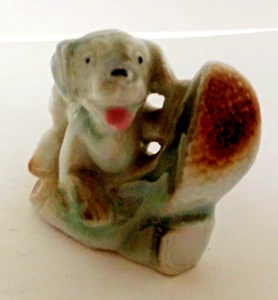 Vintage Collectible Ceramic Porcelain Dog On A Boot Japan Figurine Animal Statue - Picture 1 of 8