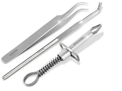 Zeckenpinzette Zeckenhaken Zeckenentferner Set 3-Teilig Zeckenzange Pinzette NEU - Bild 1 von 4