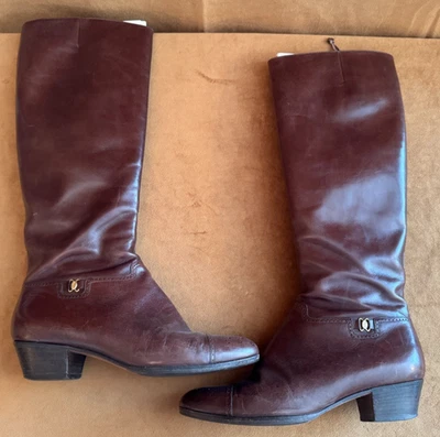 6 Salvatore Ferragamo Saks Fifth Avenue Botas de Cuero Marrón para Mujer Scott Foto 1 de 4