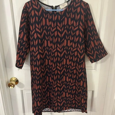 Vestido geométrico Everly negro/marrón grande Foto 1 de 4