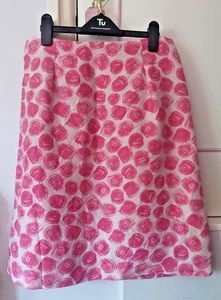 L. K Bennett London Printed Pink A-Line Designer Skirt Size 12~Silk~Lined πΈπ - Picture 1 of 7