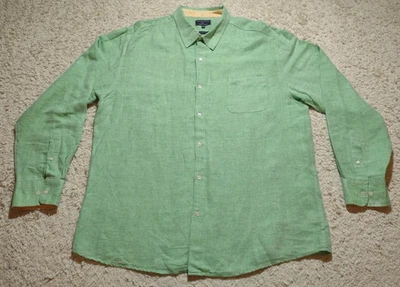 Margaritaville Lemon Key Shirt Mens 2XL Green Linen Blend Button Up Long Sleeve - Image 1 of 4