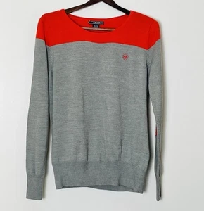 Ariat Sweater Women’s XL Gray Red Merino Wool Blend Equestrian Western Cowgirl - Picture 1 of 4