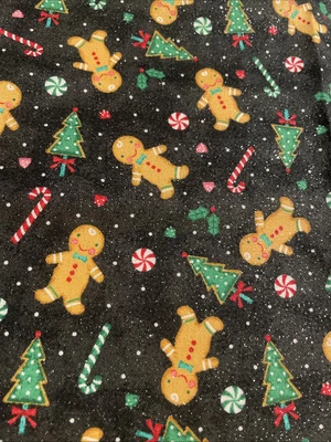 圣诞节闪光姜饼饼干棉脂肪四分之一 18 英寸 x 21 英寸 — 第 1/2 张图片