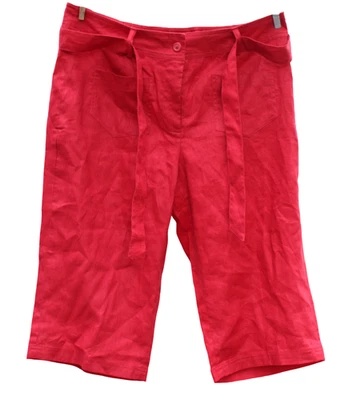Coldwater Creek Belted Linen Cropped Capri Pant Red Size 14P - Image 1 of 3