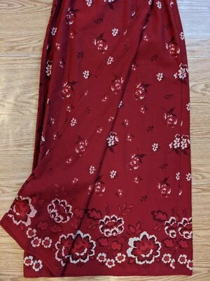 Falda envolvente Eddie Bauer roja floral lino algodón para mujer talla 2 usada en excelente estado Foto 1 de 4