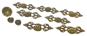 Lote de 7 tiradores de cajones de latón vintage herrajes para muebles Portugal + extra - Imagen 1 de 14
