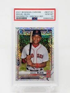 2021 Bowman Chrome Miguel Bleis 1st Bowman Speckle Refractor Red Sox /299 PSA 10 - Bild 1 von 3