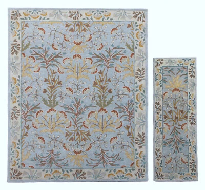 Handmade Pattern William Morris Cecil Green  100% Wool Area Rugs & Carpet - Image 1 of 4